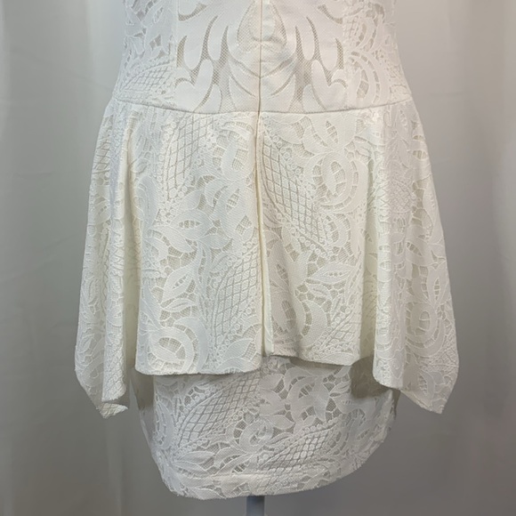 BCBGMAXAZRIA Isabel Lace Side Draped Peplum Mini Dress- NWT- 2 - Picture 9 of 16